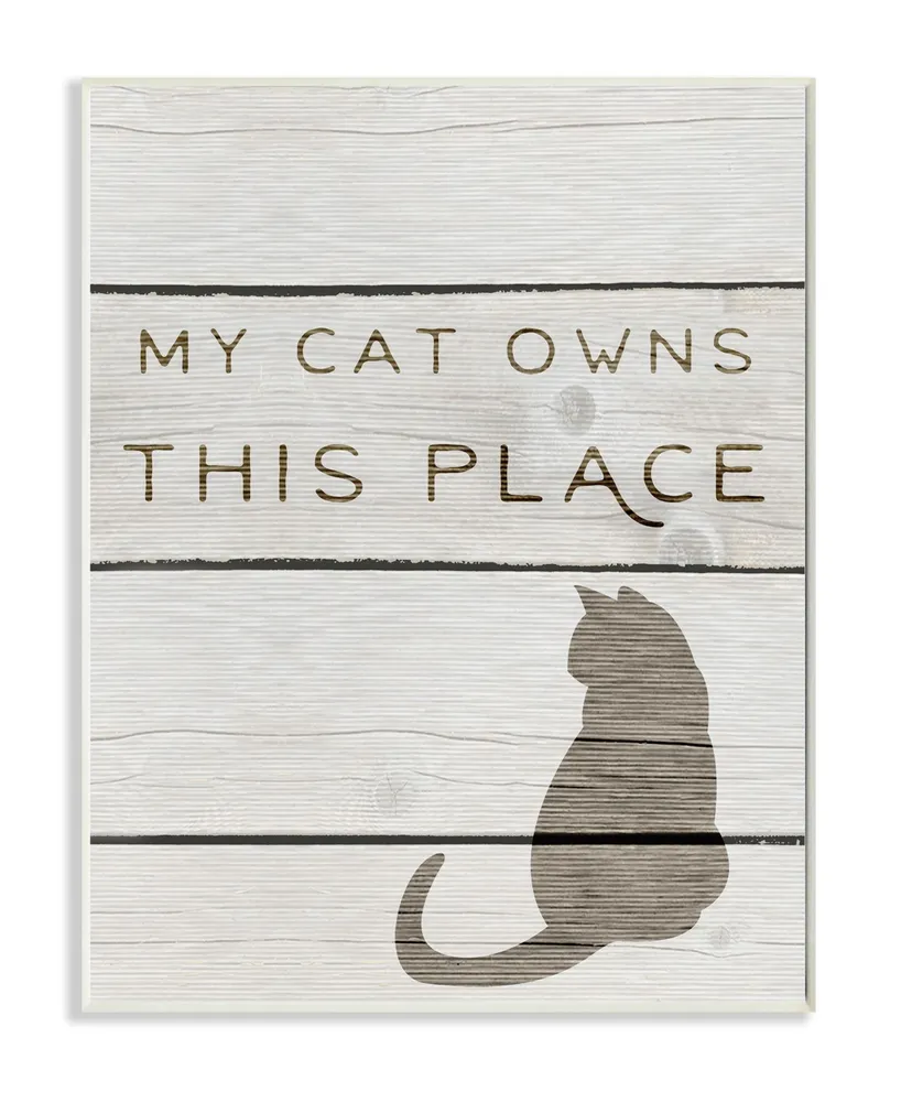 Stupell Industries My Cat Owns This Place Wall Plaque Art, 10" x 15"