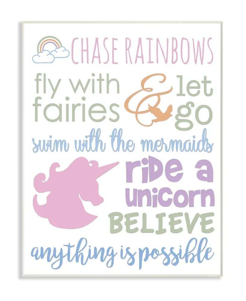 Stupell Industries Chase Rainbows Believe Typography Wall Plaque Art, 12.5" x 18.5"