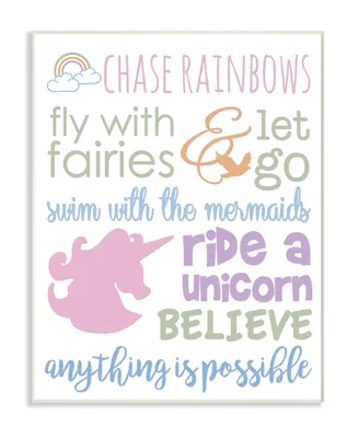 Stupell Industries Chase Rainbows Believe Typography Wall Plaque Art, 12.5" x 18.5"