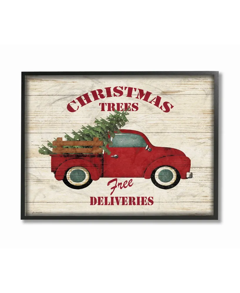 Stupell Industries Merry Christmas Vintage-Inspired Tree Truck Framed Giclee Art, 11" x 14"