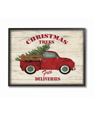 Stupell Industries Merry Christmas Vintage-Inspired Tree Truck Framed Giclee Art, 11" x 14"