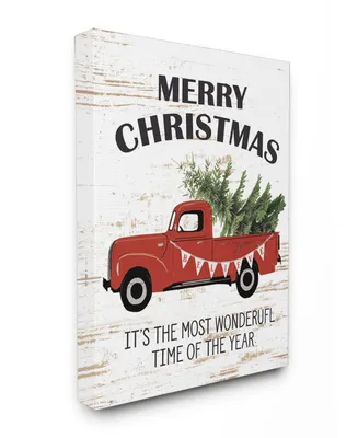 Stupell Industries Christmas Most Wonderful Time Vintage-Inspired Truck Canvas Wall Art