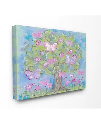 Stupell Industries The Kids Room Pastel Butterfly Tree Canvas Wall Art, 16" x 20"