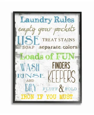 Stupell Industries Home Decor Laundry Rules Typography Bathroom Framed Giclee Art