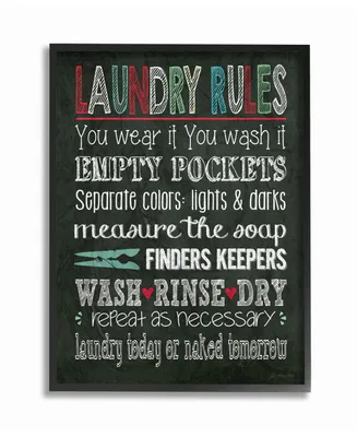 Stupell Industries Home Decor Laundry Rules Typography Chalkboard Bathroom Framed Giclee Art, 16" x 20"