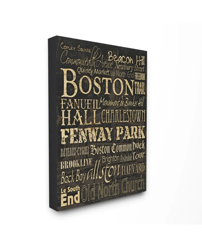 Stupell Industries Home Decor Boston Words And Cities Typography Canvas Wall Art, 24" x 30"