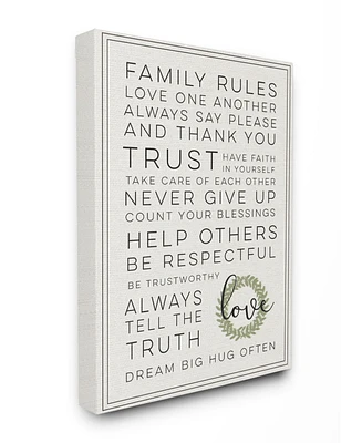 Stupell Industries Family Rules Love Dream Often Canvas Wall Art, 24" x 30"