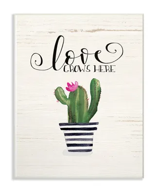 Stupell Industries Love Grows Here Cactus Wall Plaque Art, 12.5" x 18.5"