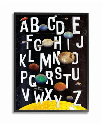 Stupell Industries Alphabet Milky Way Planets Framed Giclee Art, 16" x 20"