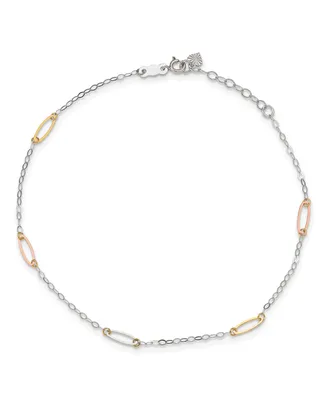 Oval Link Anklet in 14k White, Yellow and Rose Gold