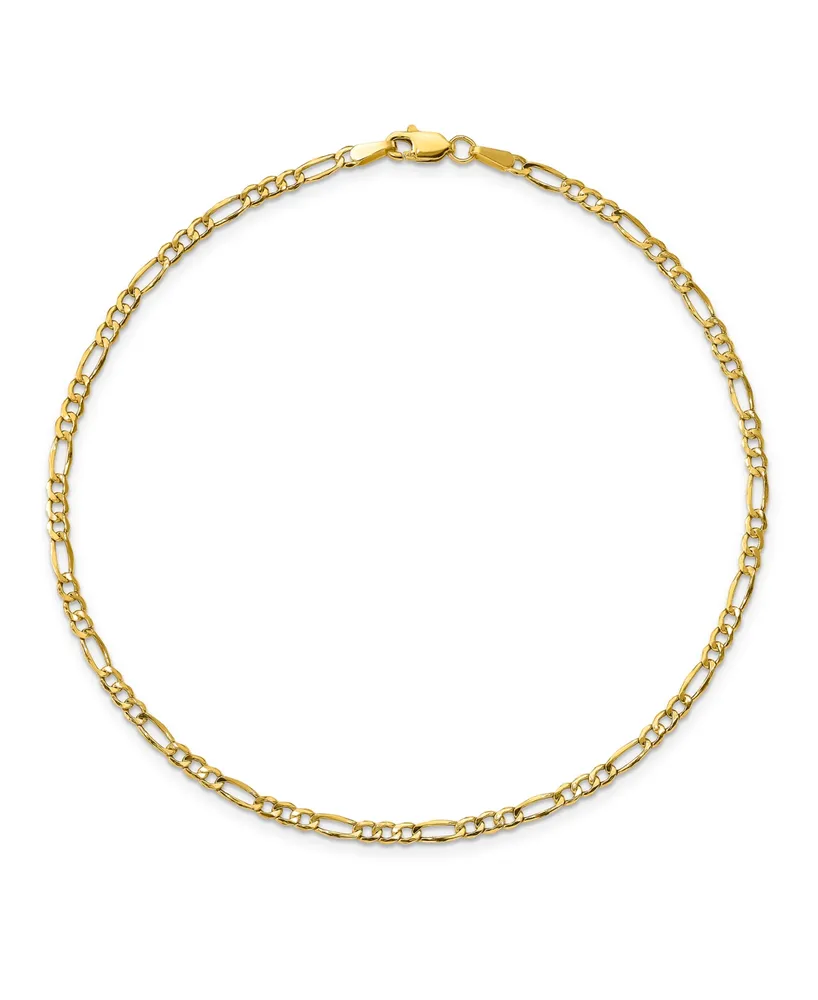 Figaro Chain Anklet in 14k Yellow Gold