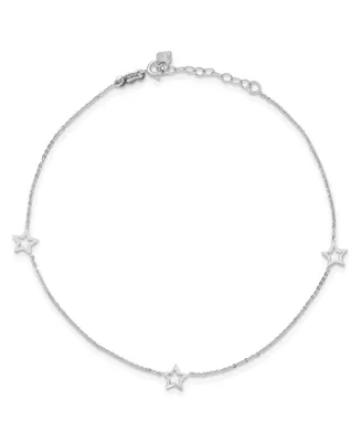 Star Anklet with Adjustable 1" Ext. in 14k White and Yellow Gold