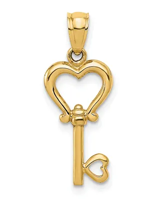 Heart Key Pendant in 14k Yellow Gold