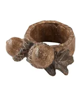 Saro Lifestyle Rustic Napkin Ring with Acorn Design, Set of 4