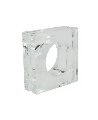 Saro Lifestyle Glass Crystal Doubled Block Napkin Ring, Set of 4