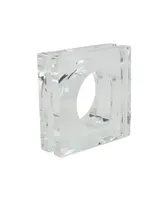 Saro Lifestyle Glass Crystal Doubled Block Napkin Ring, Set of 4