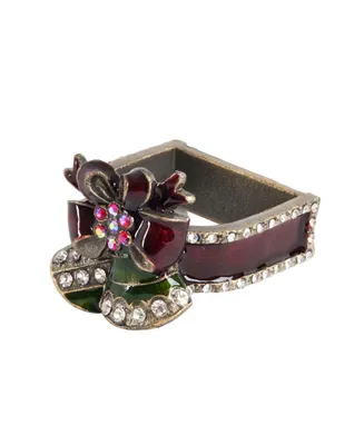 Saro Lifestyle Christmas Design Napkin Ring, Set of 4