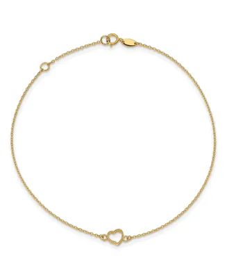 Polished Heart Anklet in 14k Yellow Gold