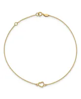 Polished Heart Anklet in 14k Yellow Gold