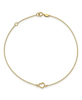 Polished Heart Anklet in 14k Yellow Gold