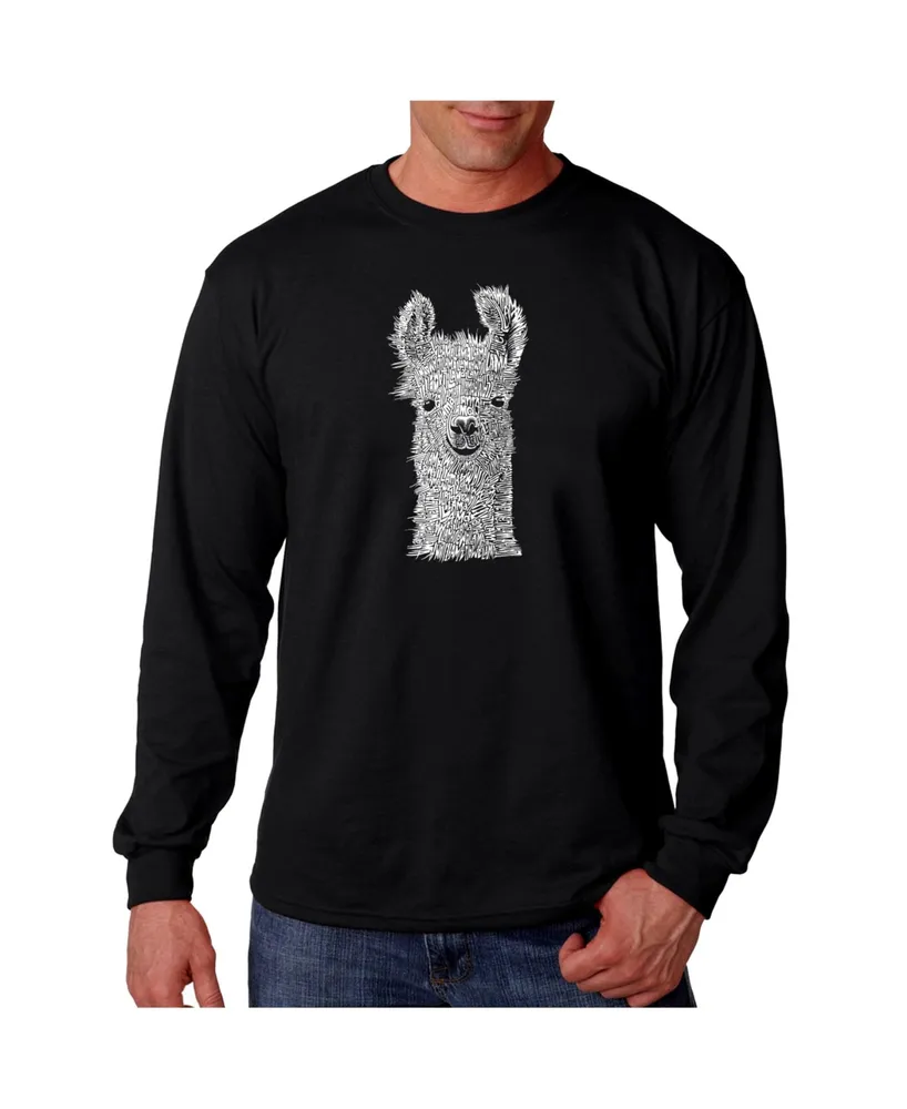 La Pop Art Men's Word Long Sleeve T-Shirt- Llama