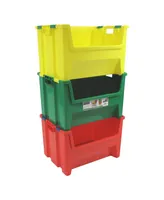 Taurus Kids Pack N Stack Set of 3, 13 Gallon Bins