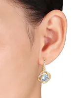 Blue Topaz (4-3/4 ct. t.w.), White Topaz (1/2 ct. t.w.) Interlaced Floral Swirl Earrings in 18k Yellow Gold Over Sterling Silver