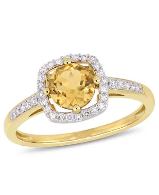 Citrine (3/4 ct. t.w.) and Diamond (1/7 Halo Ring 10k Yellow Gold