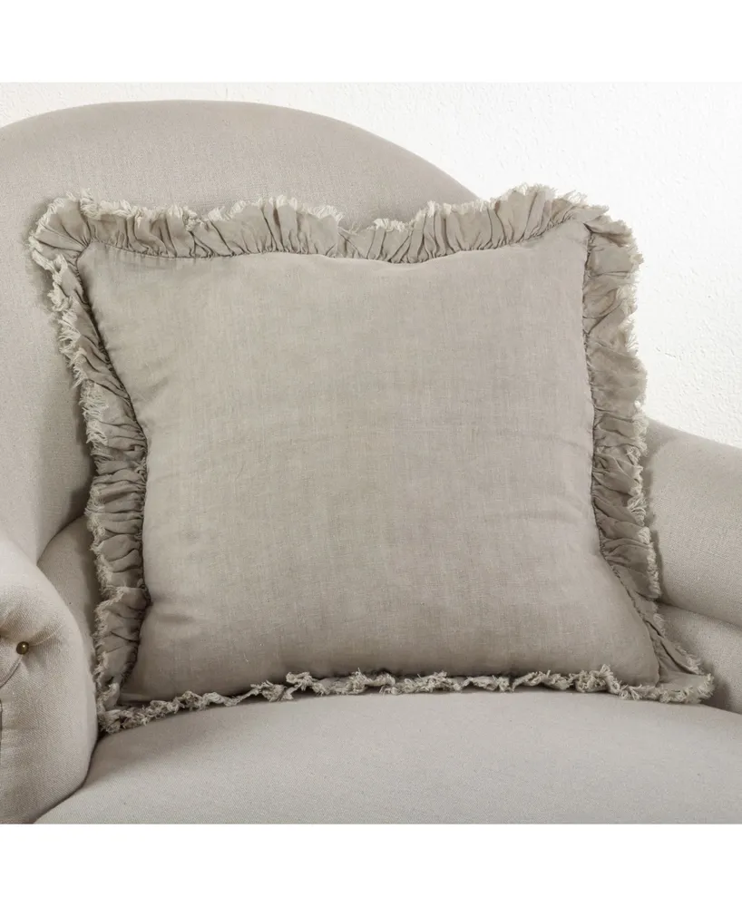 Saro Lifestyle Ruffled Linen Decorative Pillow, 20" x