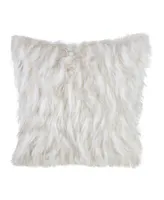 18x18 Faux Fur Throw Pillow Cover Ivory - Saro Lifestyle