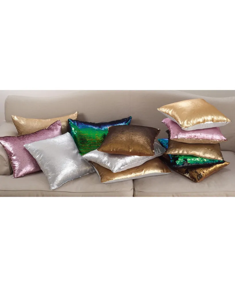Saro Lifestyle Sirun Reversible Sequin Mermaid Poly Filled Decorative Pillow, 16" x 24"