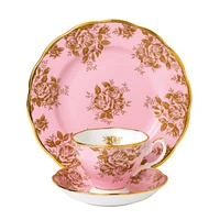 Royal Albert 100 Years 1960 3-Piece Set, Teacup Saucer & Plate -Golden Rose
