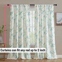 Hlc.me Jasmine Floral Patterned Room Darkening Curtain Rod Pocket Pole Top Panels