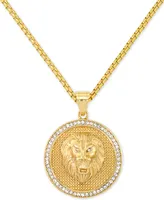 Legacy for Men by Simone I. Smith Men's Crystal Lion Medallion 24" Pendant Necklace in Yellow Ion-Plated Stainless Steel