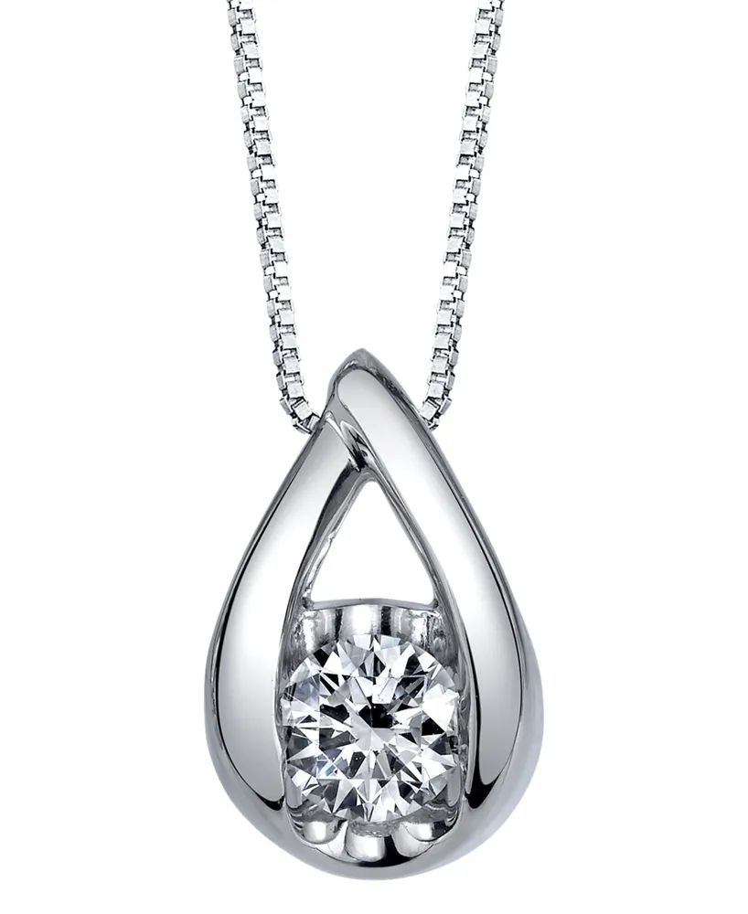 Sirena Diamond (1/10 ct. t.w.) Teardrop Pendant 14k White, Yellow or Rose Gold