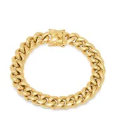 Steeltime Men's 18k gold Plated Stainless Steel Miami Cuban Chain Link Style Bracelet with 12mm Box Clasp Bracelet