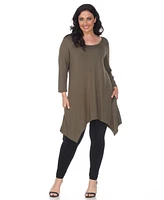 White Mark Plus Size Makayla Scoop Neck Tunic Top