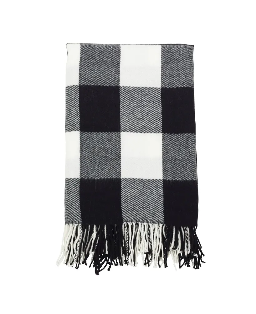 Saro Lifestyle Buffalo Plaid Check Tassel Throw