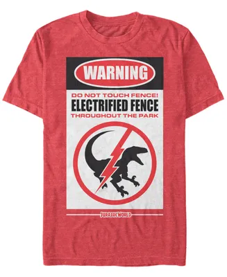Jurassic World Men's Warning Do Not Touch Fence Short Sleeve T-Shirt