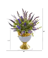 Nearly Natural 19" Lavender Artificial Arrangement in Decorative Urn