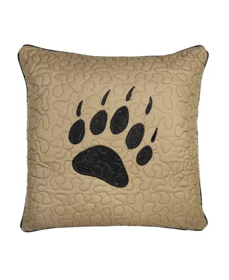 American Heritage Textiles Bear Walk Plaid Paw Decorative Pillow, 18" x 18"
