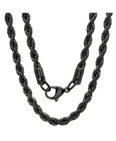 Steeltime Men's black Ip Plated Stainless Steel Rope Chain 24" Necklace