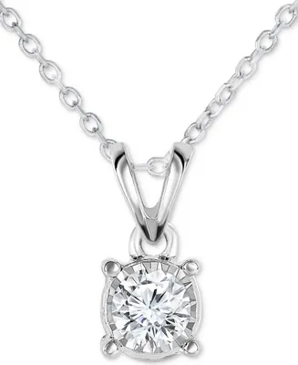 TruMiracle Diamond Solitaire 18" Pendant Necklace (1/4 ct. t.w.) in 14k White Gold