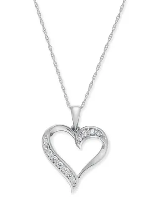 Diamond Heart 18" Pendant Necklace (1/6 ct. t.w.) 14k Gold (Also available White or Rose gold)