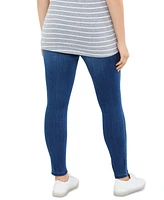 Women's Indigo Blue Secret Fit Over the Belly Stretch Ankle Maternity Jeggings - Motherhood