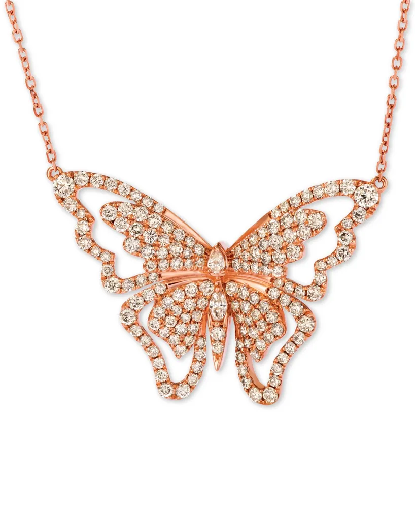 Le Vian Butterfly Away Nude Diamond 16" Pendant Necklace (2-3/4 ct. t.w.) in 14k Rose Gold