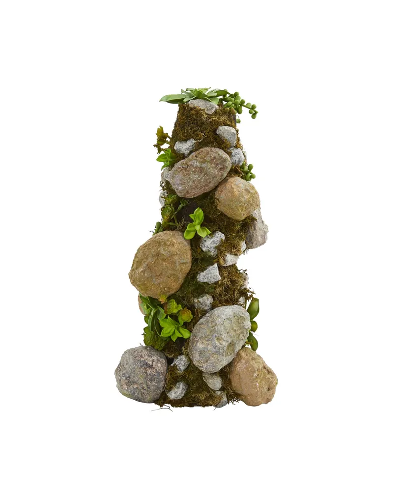 Nearly Natural 18" Succulent Rock Column