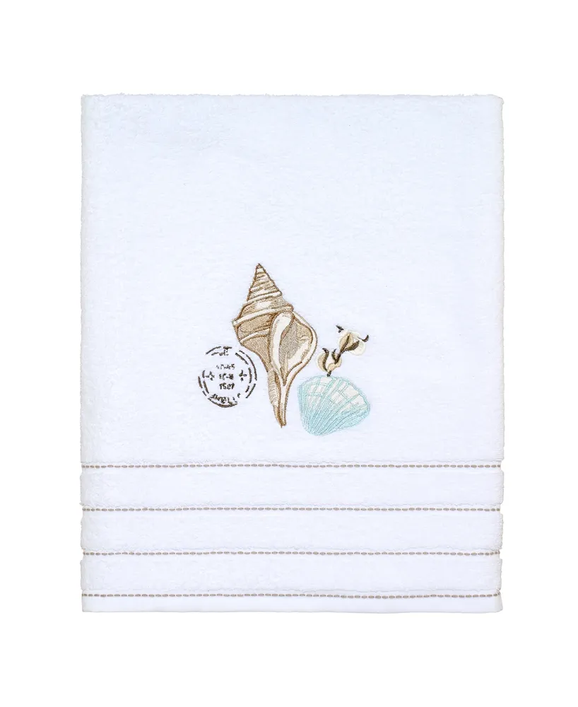 Avanti Farmhouse Shell Embroidered Cotton Bath Towel, 27" x 50"