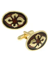 1928 Jewelry 14K Gold-Plated Enamel Flower Cufflinks