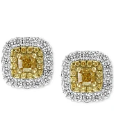 Effy Hematian Diamond Halo Stud Earrings (1-1/5 ct. t.w.) in 18k Gold & White Gold